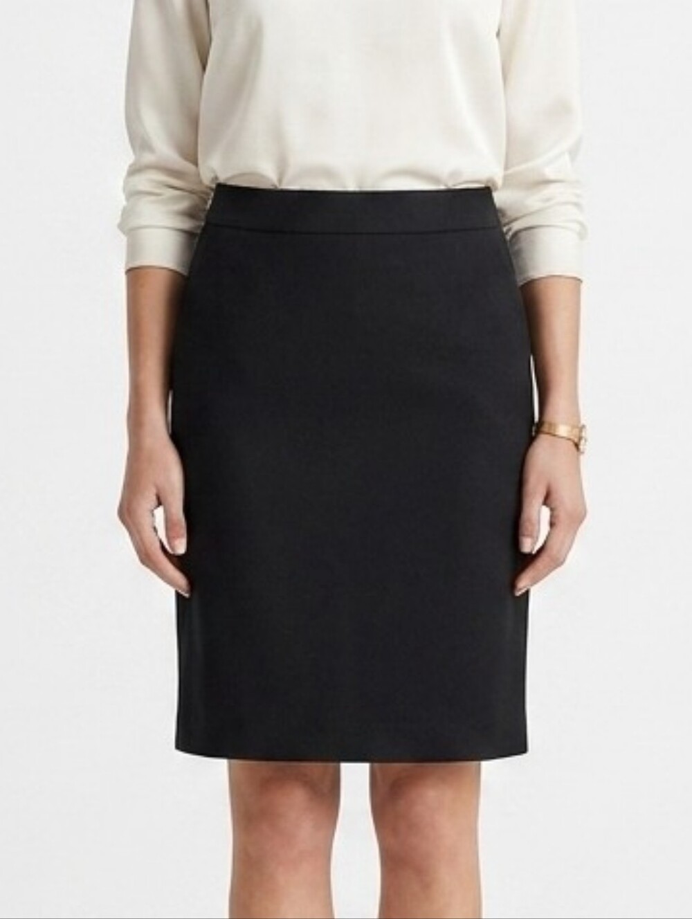 NWT Eddie Bauer Black Wool Pencil Skirt Women's Size 10P 10 Petite Lined Classic